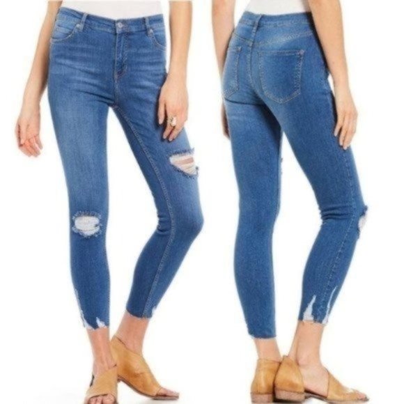 Free People Shark Bite Raw Hem Skinny Jeans Size 27 - Picture 1 of 9